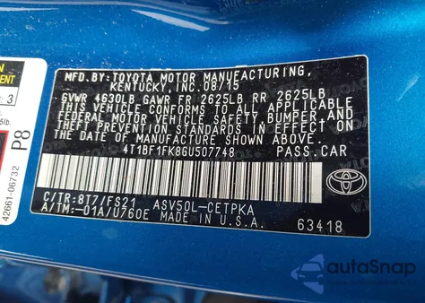 2016 Toyota Camry Se from USA, damaged, VIN 4T1BF1FK8GU507748